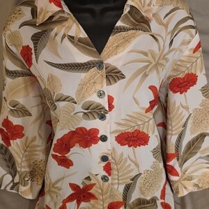 Tropical Floral Button-Down Shirt